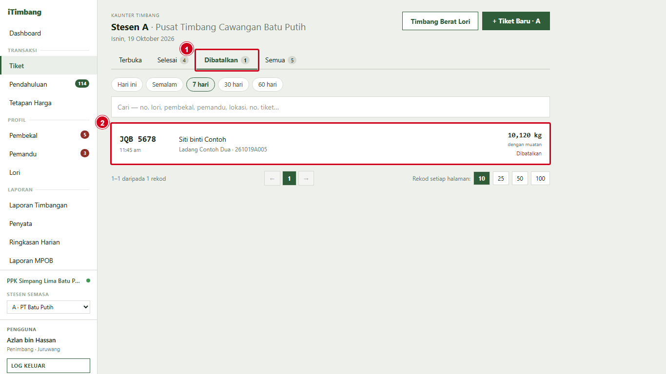 Tab Dibatalkan